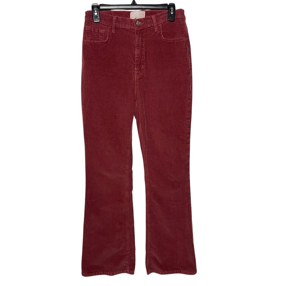C/E by CURRENT ELLIOTT Women’s Burgundy High Rise Flare Cord Pant